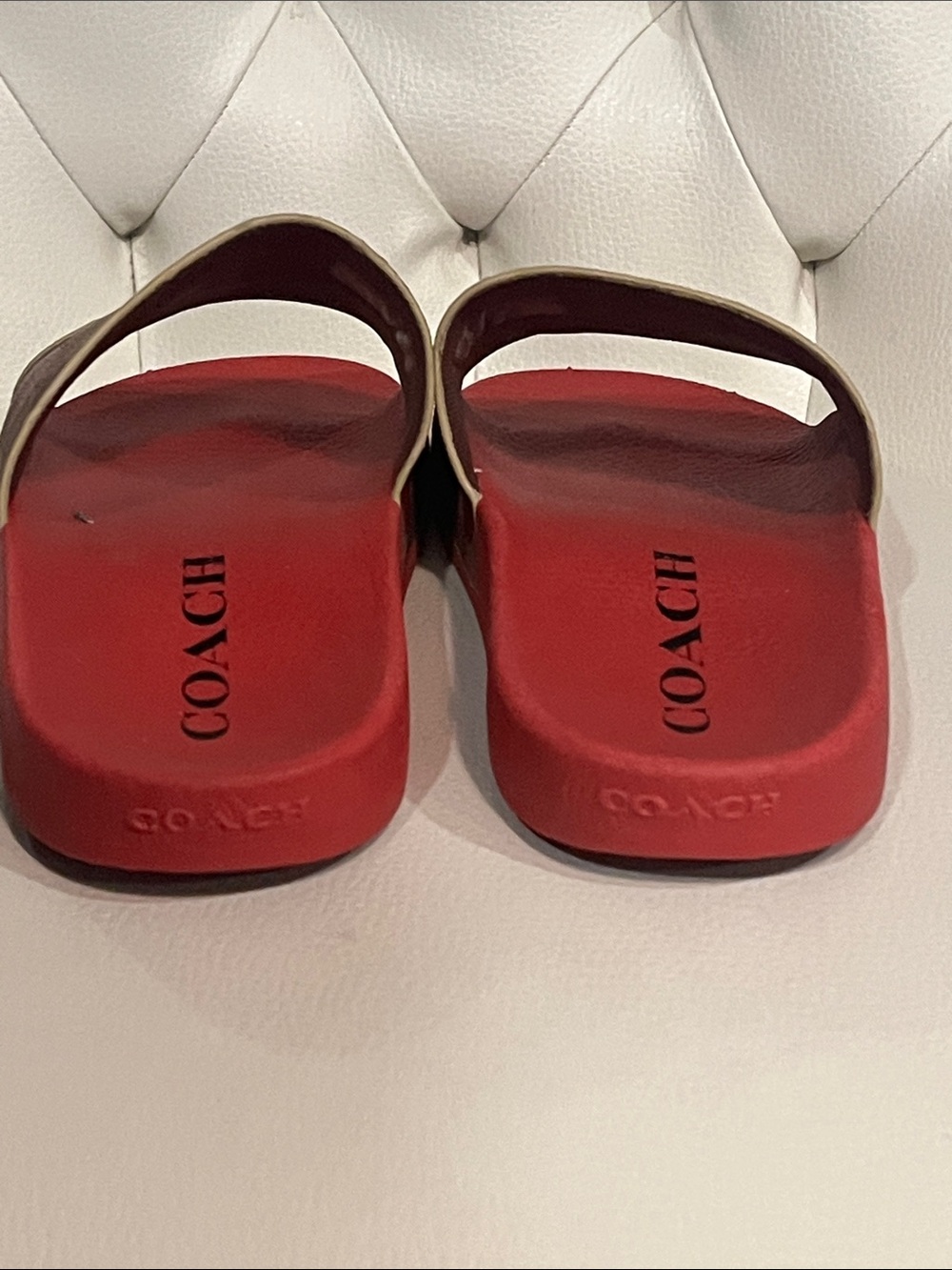 Coach Red Slide Sandals with Signature Heart Print Beautiful Eye Catching - Picture 7 of 10